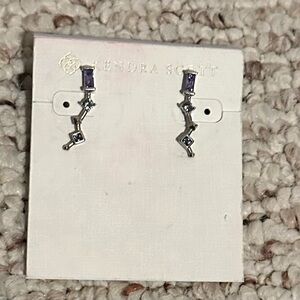 Kendra Scott Sutton Silver and Blue Ear Climber Earrings NWT
